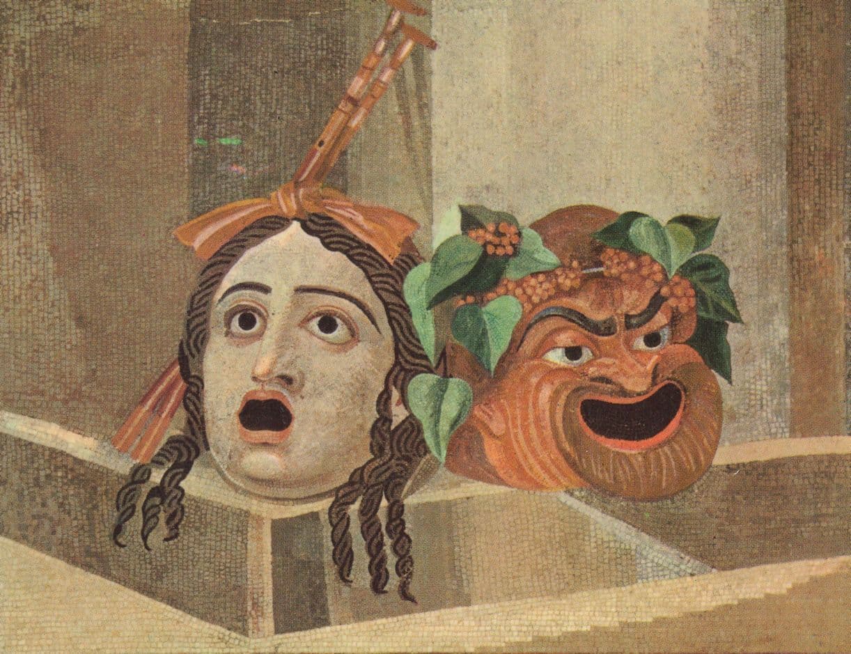 Roma Mosaico Della Maschero Theatre Drama Roman Mask Postcard