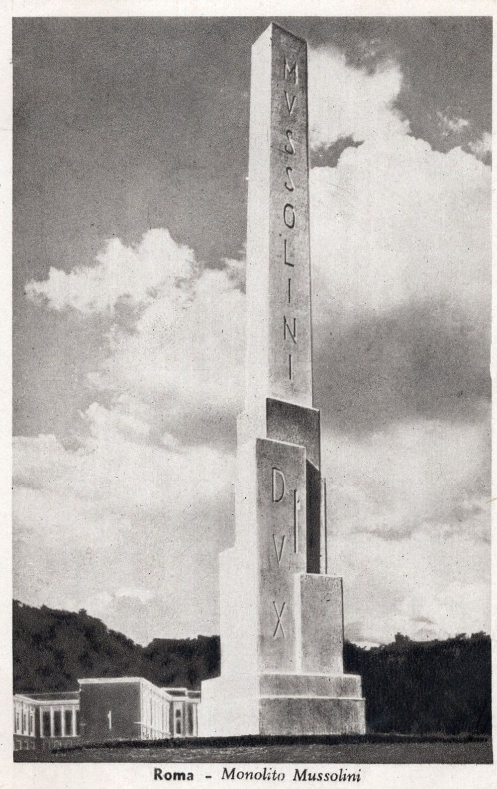 Roma Mussolini Monolito Monument Old Italy Military Postcard