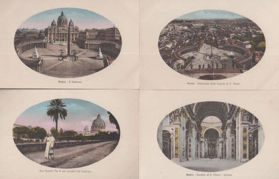 Roma Sua Santita Pio X Il Vaticano S Pietro 4x Antique Italian Postcard