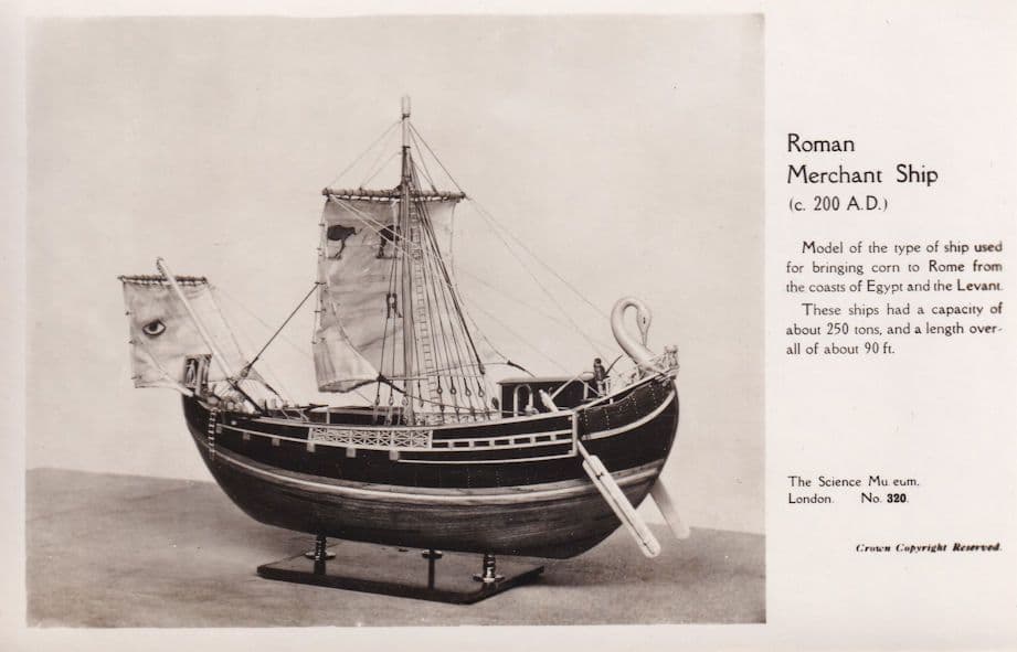 Roman Merchant Ship The Science Museum Model Old RPC Postcard