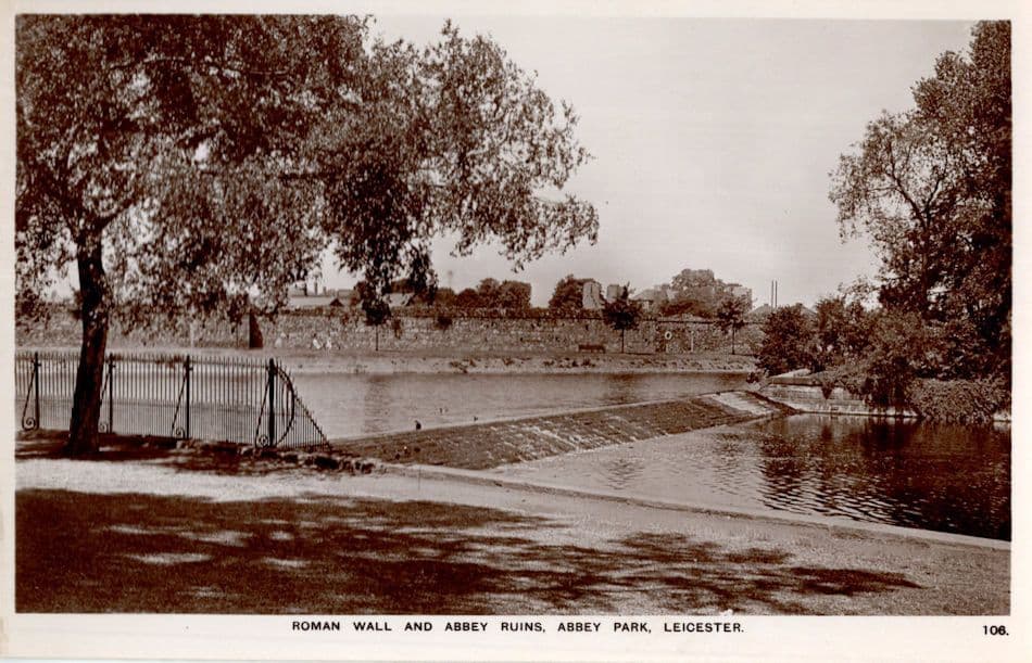 Roman Wall Abbey Ruins Park Leicester Old Real Photo Postcard