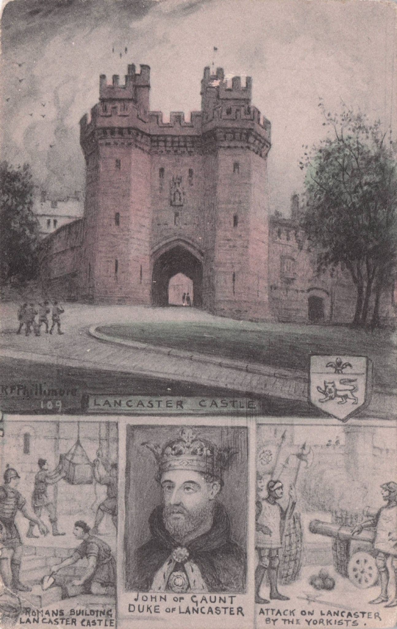 Romans Building Lancaster Castle Gate John Of Gaunt Phillimore Old Postcard