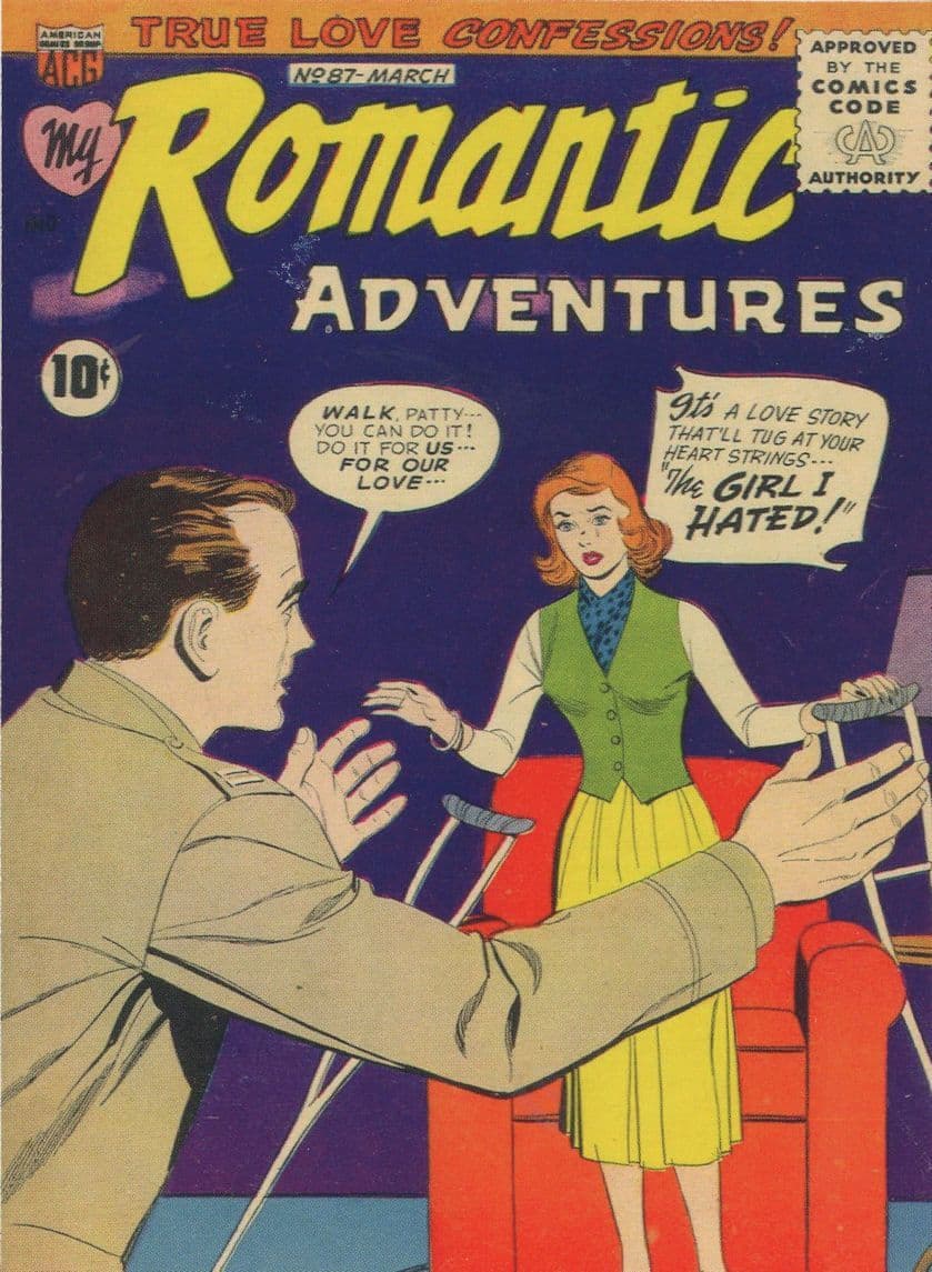 Romantic Adventures 1950s Comic Book Disabled Handicapped Postcard
