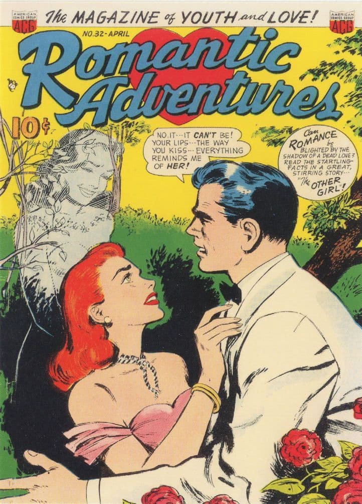 Romantic Adventures 1950s Comic Book Ghost Haunting Postcard