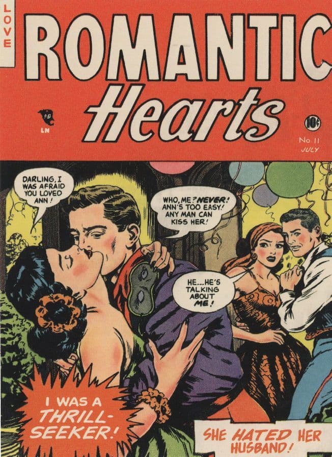 Romantic Hearts Marriage Betrayal Hating Husband 1950s Comic Book Postcard