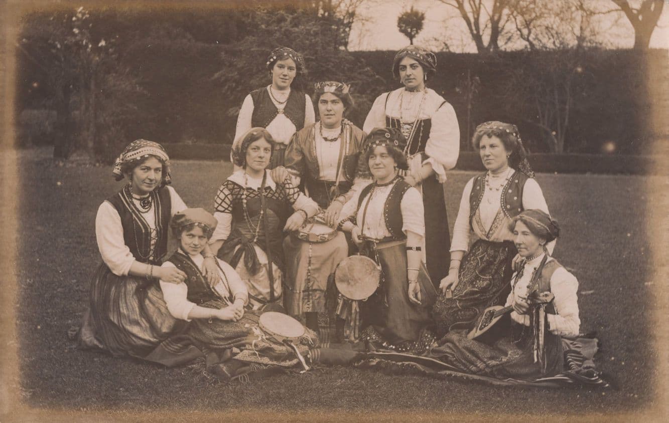 Romany Folk Gypsy Music Band With Den Den Daiko Drums Old Postcard