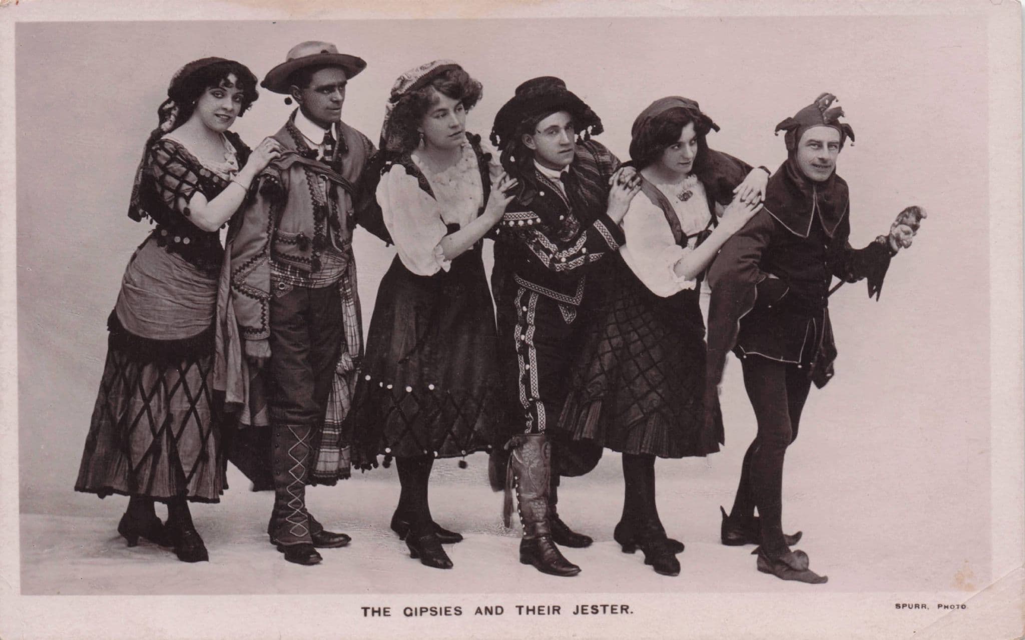 Romany Gypsies & Their Jester Old Entertainers Troupe Postcard
