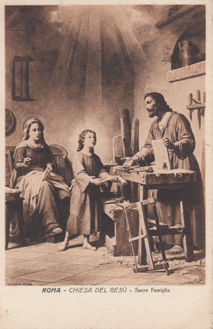 Rome Roma Chiesa Del Gesu Sacra Famiglia Antique Italian Italy Painting Postcard