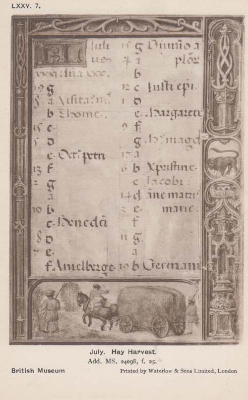 Rome Roman July Hay Harvest Antique Mural London Museum Old Sculpture Postcard