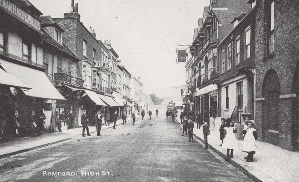 Romford High Street Motor Car Dealers in 1910 Postcard