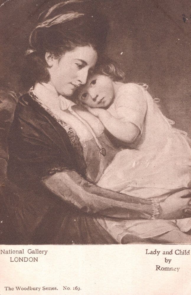 Romney Lady and Child National Gallery Old Painting Postcard