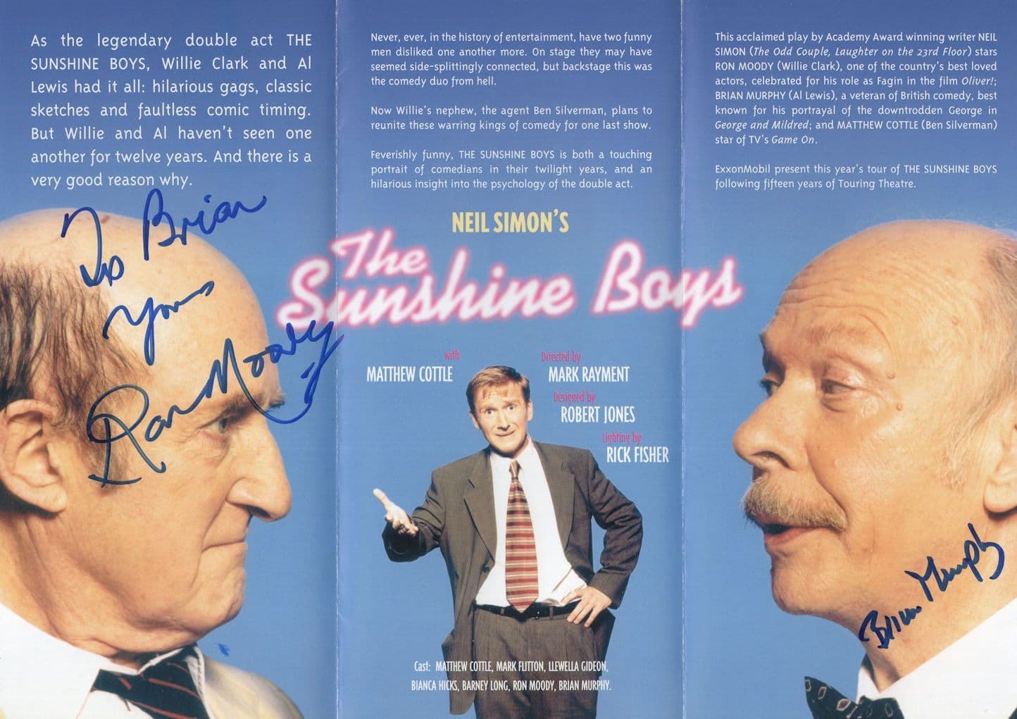 Ron Moody Oliver Brian Murphy George & Mildred 2x Hand Signed Theatre Flyer