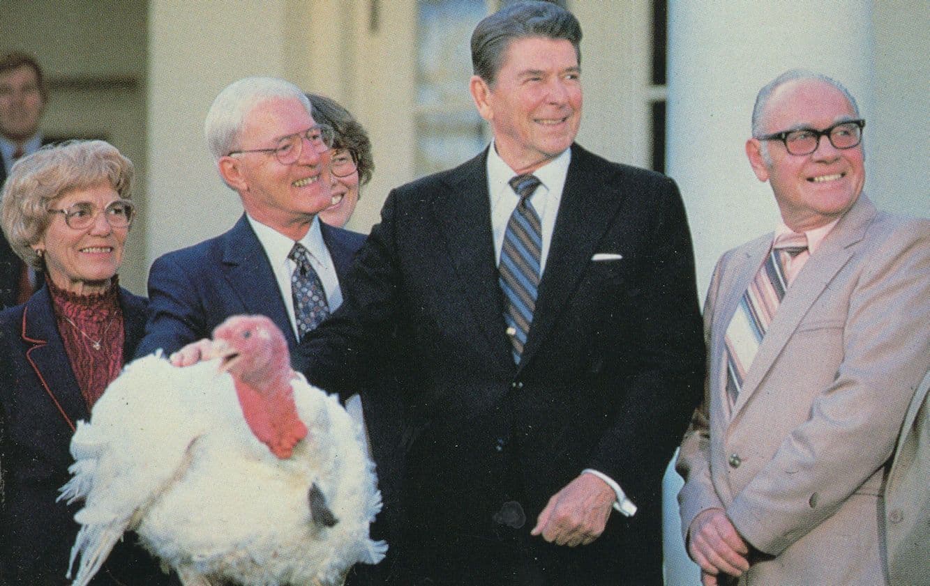 Ronald Reagan Accepts Turkey From Farm Federation Postcard