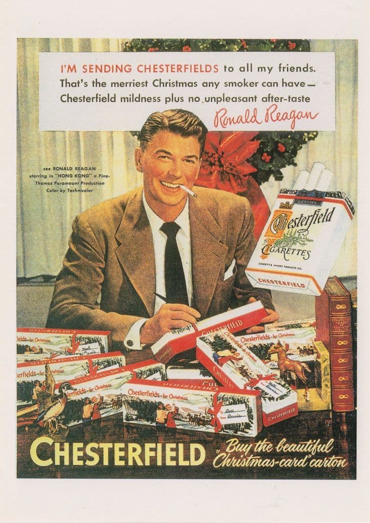 Ronald Reagan USA President Smoking Cigarettes Advertising Postcard