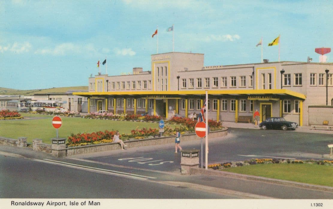 Ronaldsway Airport Rare 1970s Entrance Stop Signs Postcard