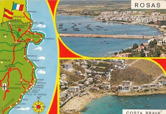 Rosas Costa Brava Spanish Map Postcard