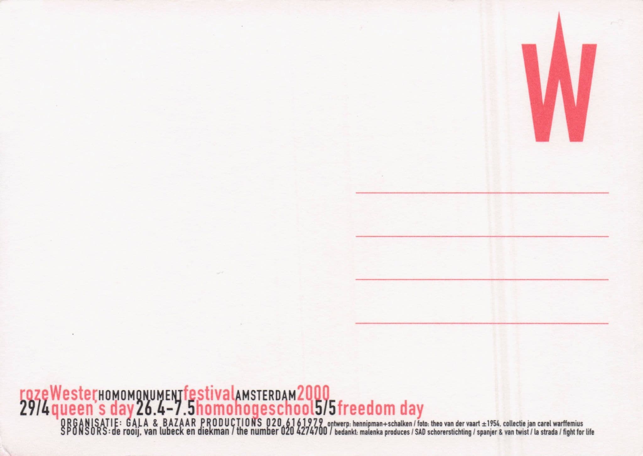 Rose Wester Holland Freedom Day 2000 Festival Advertising Postcard