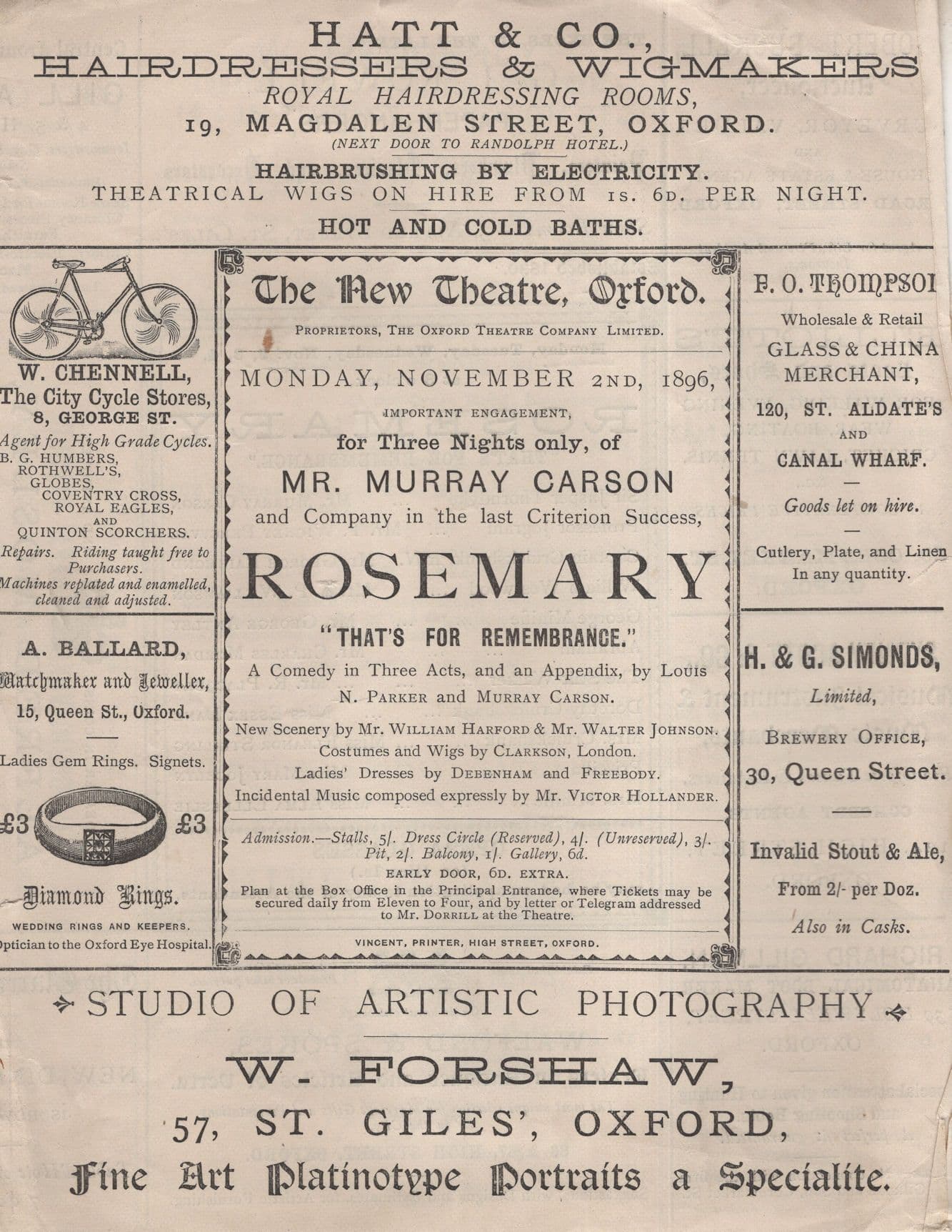 Rosemary Oxford Orford Old Murray Carson Victorian Theatre Programme