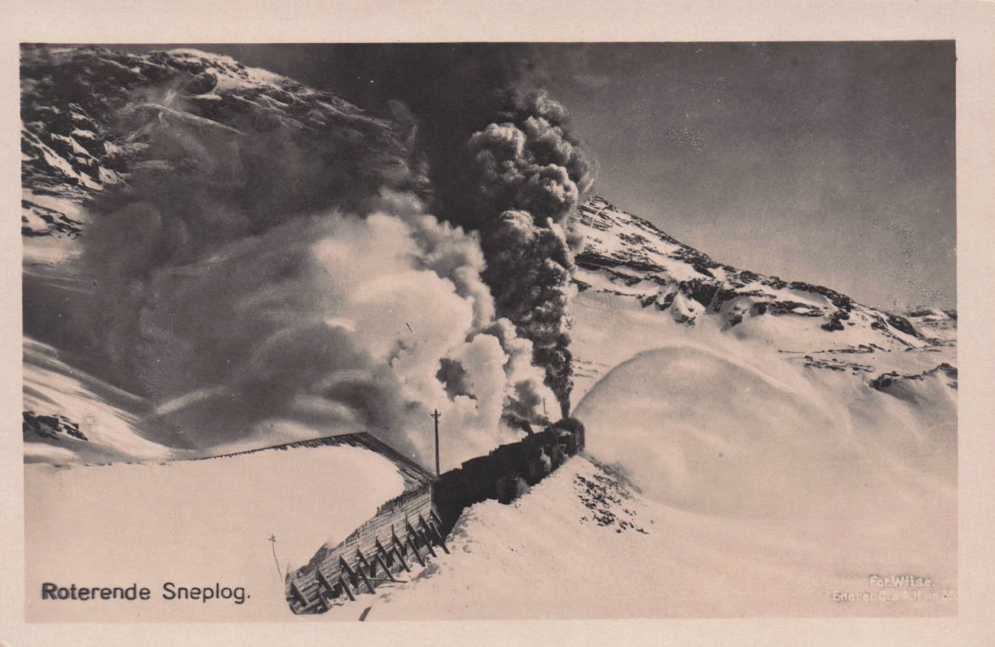 Roterende Sneplog Norway Railway Train Smoke Old Postcard