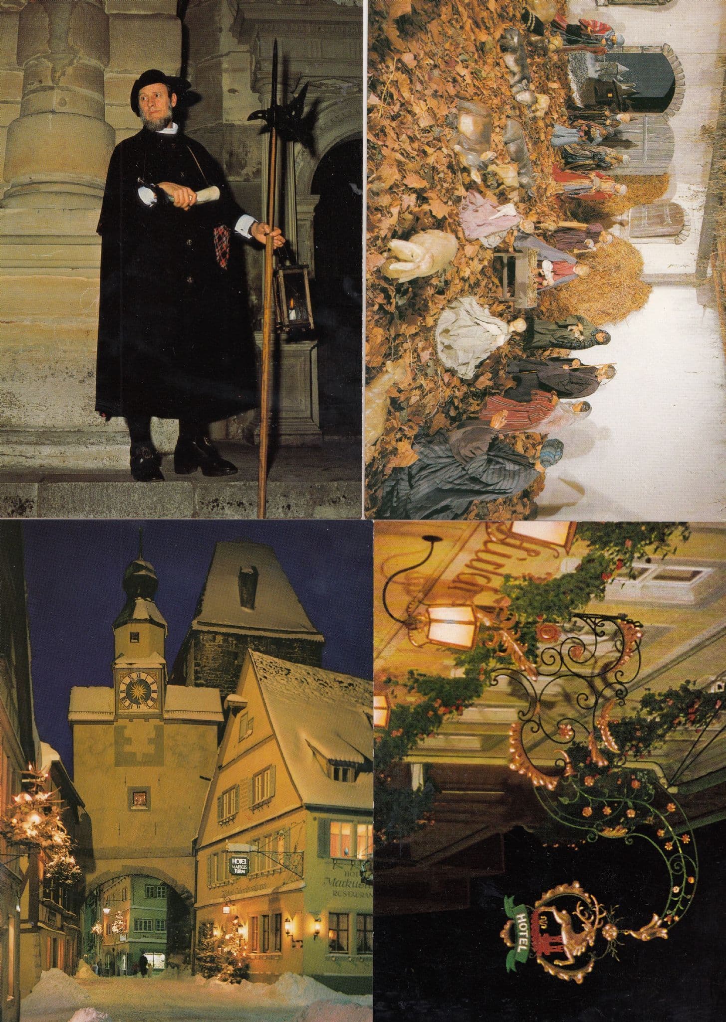 Rothenburg Nativity Hotel Goldener Hirsch Carol Singers Nachtwatcher 4x Postcard s