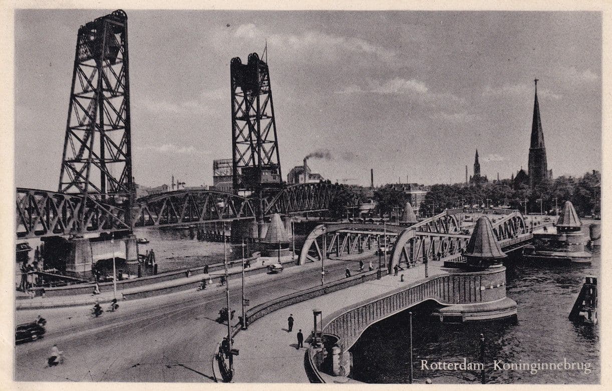 Rotterdam Konninginnebrug Dutch Motorcycle Procession Real Photo Postcard
