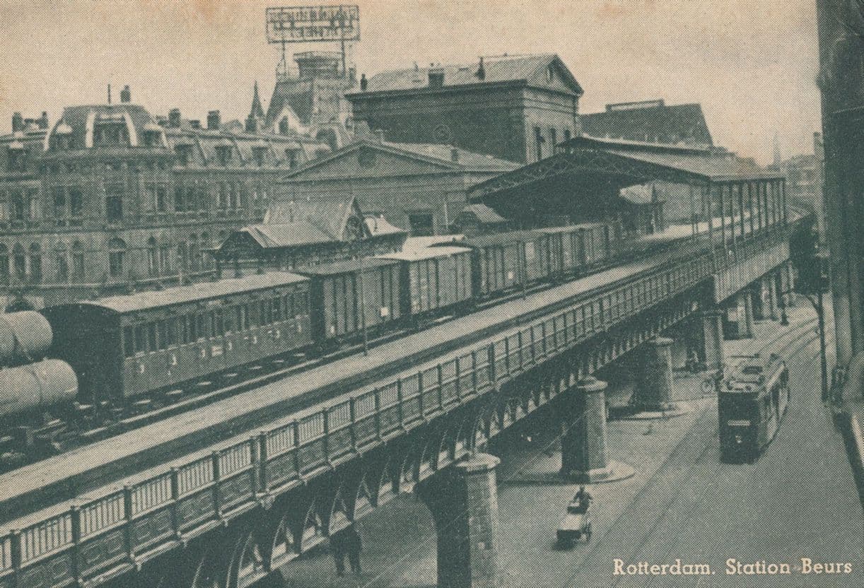 Rotterdam Station Beurs Railway Antique Holland Postcard