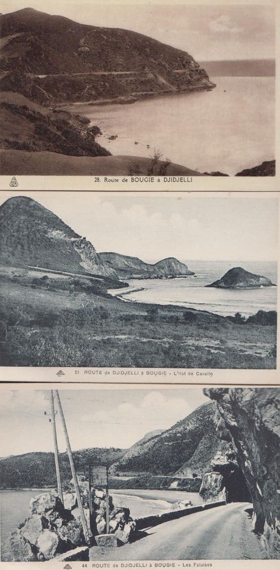 Route de Bougie a Djidjelli A Bougie 3x Antique Algeria Algerian Postcard s
