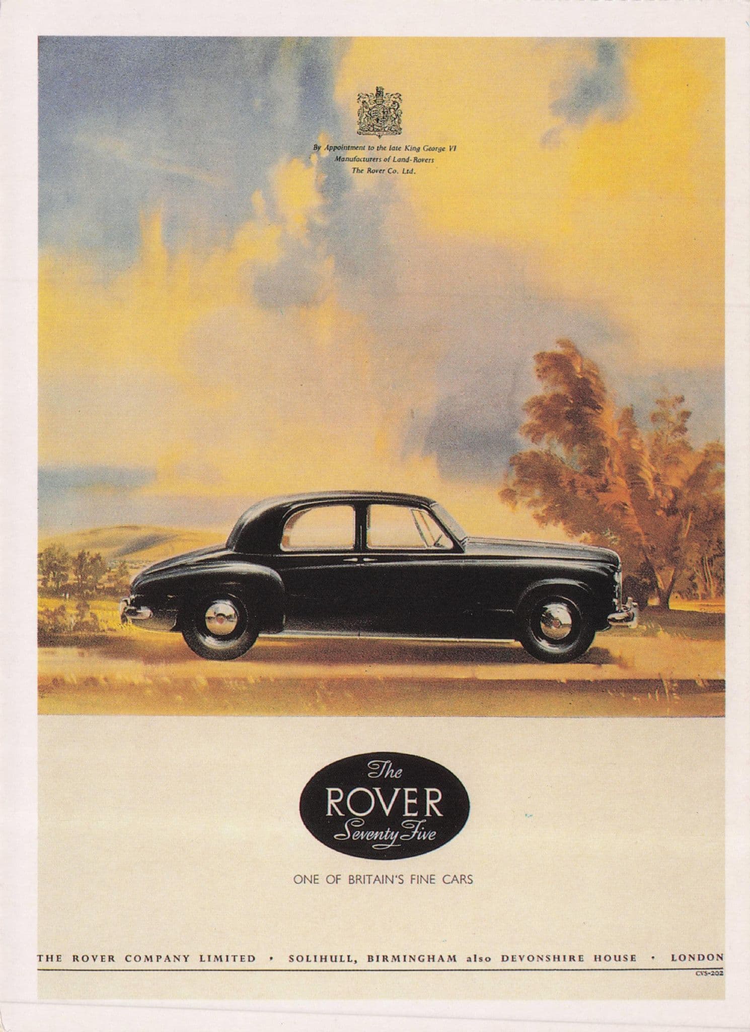 Rover Seventy Five Model 1953 British Advertising Poster Postcard