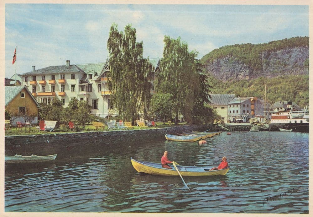Rowing Boat at Sandven Hotel Norheimsund Hardanger Fjord Norway Postcard