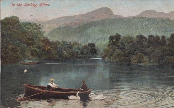 Rowing Boat On The Lochay Killin Scotland Antique Postcard