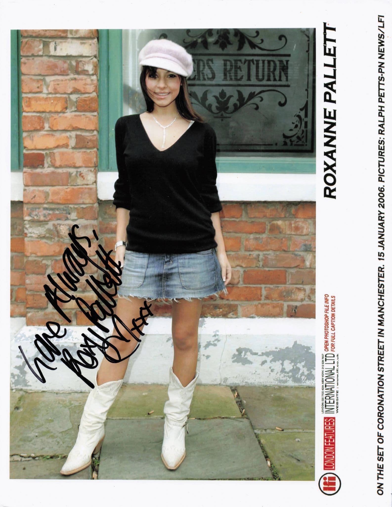 Roxanne Pallett Filming Coronation Street TV Set 10x8 Hand Signed Photo