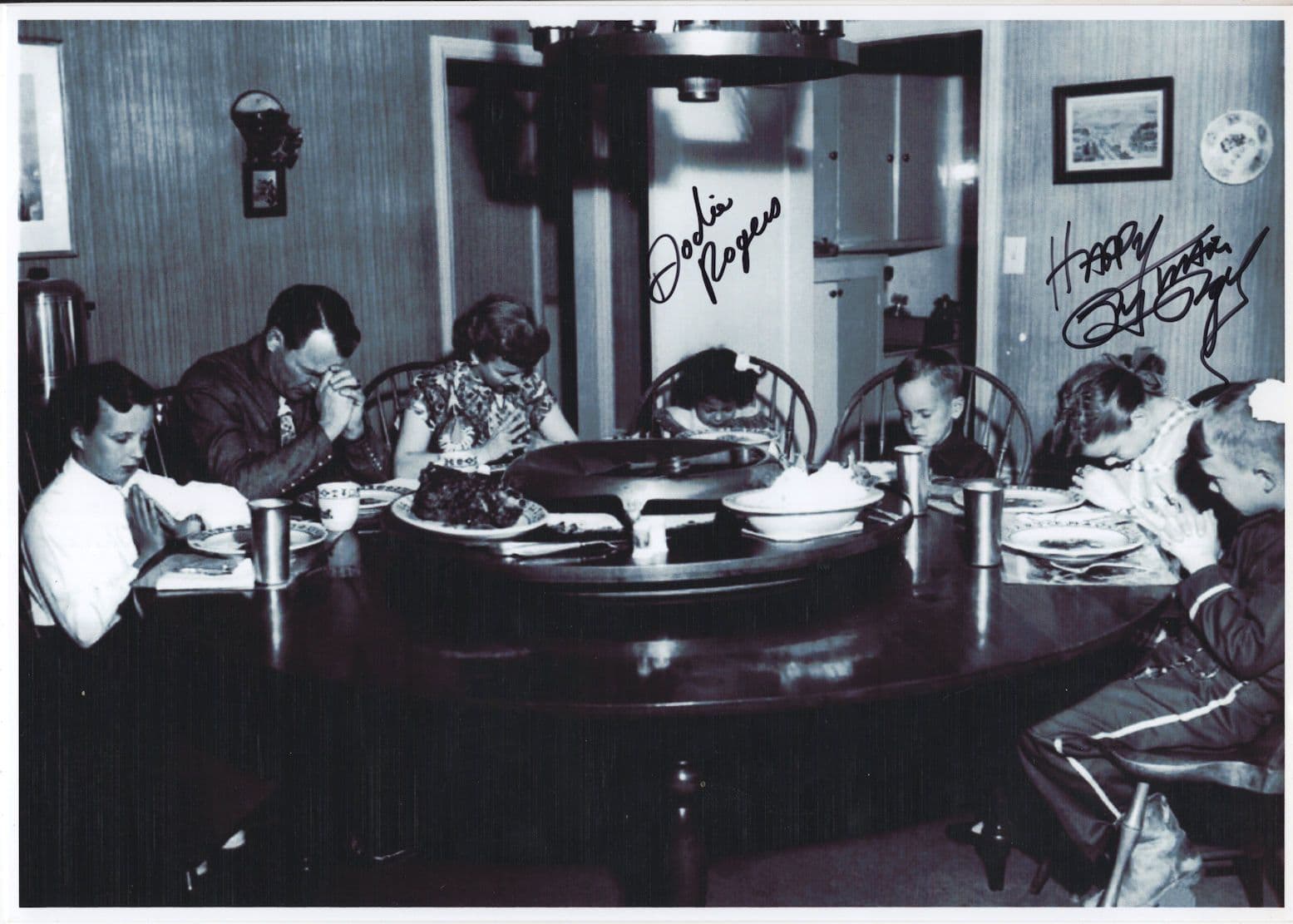 Roy Rogers Jr Dodie Christmas Dinner Cowboy Country & Western 12x8 Hand Signed Photo