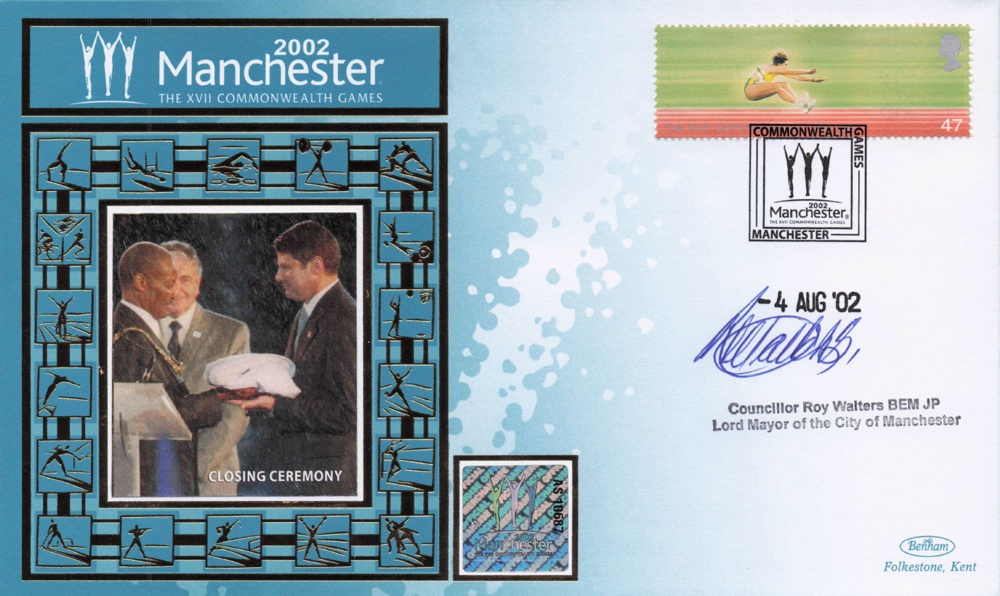 Roy Walters Manchester 2002 Commonwealth Games Mayor Hand Signed FDC