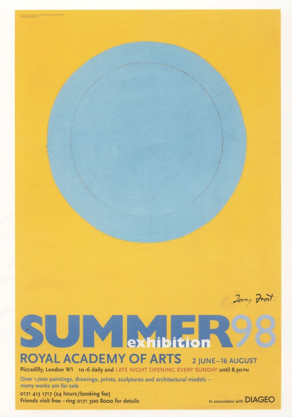 Royal Academy Of Arts London Gallery 1998 Exhibition Advertising Postcard
