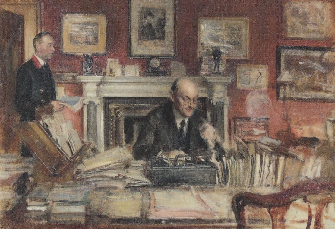 Royal Academy Of London Arts Gallery Secretary Room WW2 Painting Postcard