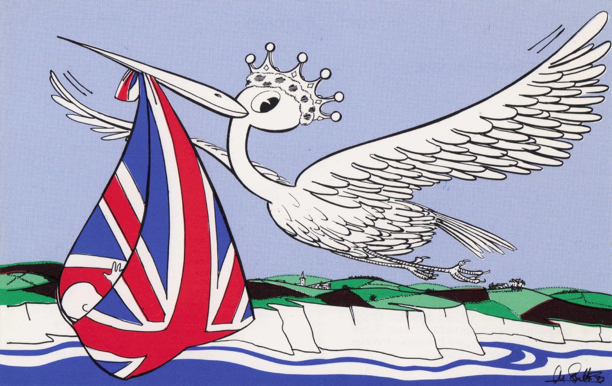 Royal Baby Princess Diana Bird Stork First Child Ltd Edn Postcard