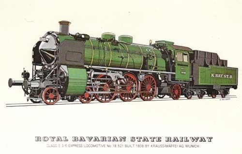 Royal Bavarian State Railway Munich 521 Train Postcard