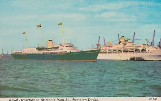 Royal Departure From Southampton Docks Ship 1970s 2x Postcard s