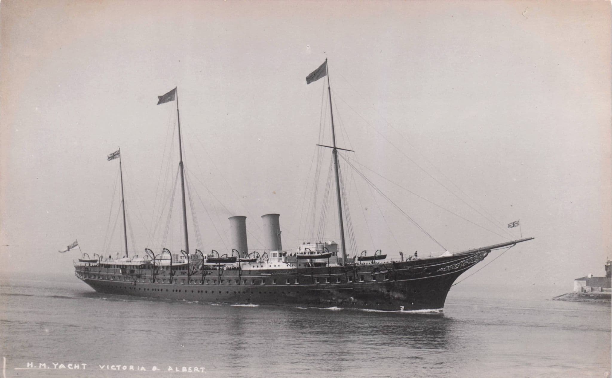 Royal HM Yacht Ship Victoria & Albert Rare Gosport Real Photo Old Postcard