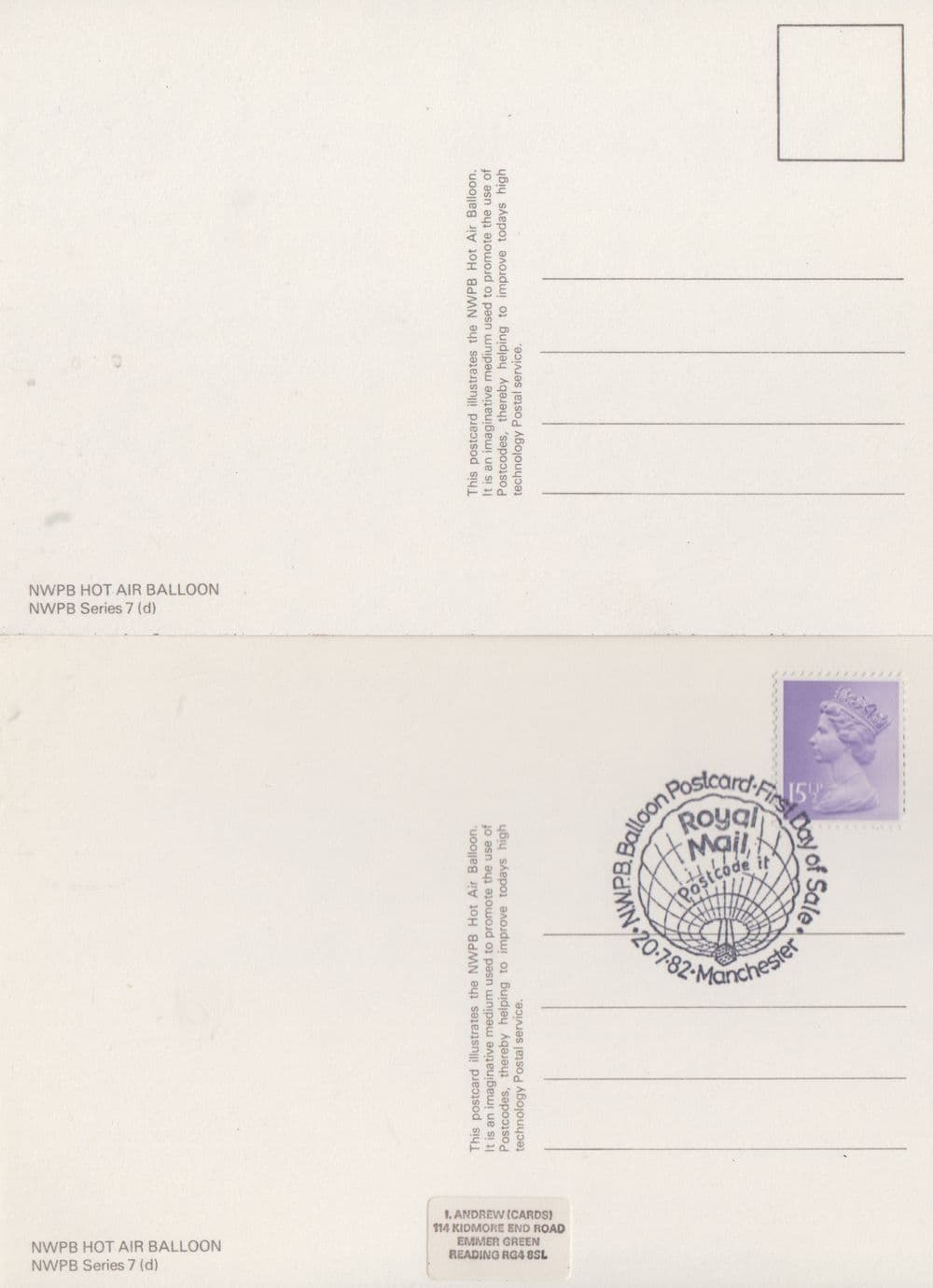 Royal Mail Flight Hot Air Balloon First Day Cover Mint 2x Postcard