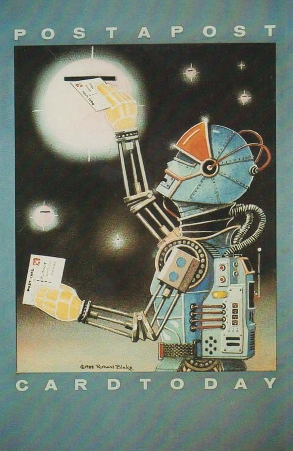 Royal Mail Post A Card Today Spaceman Sci Fi Space Advertising Poster Postcard