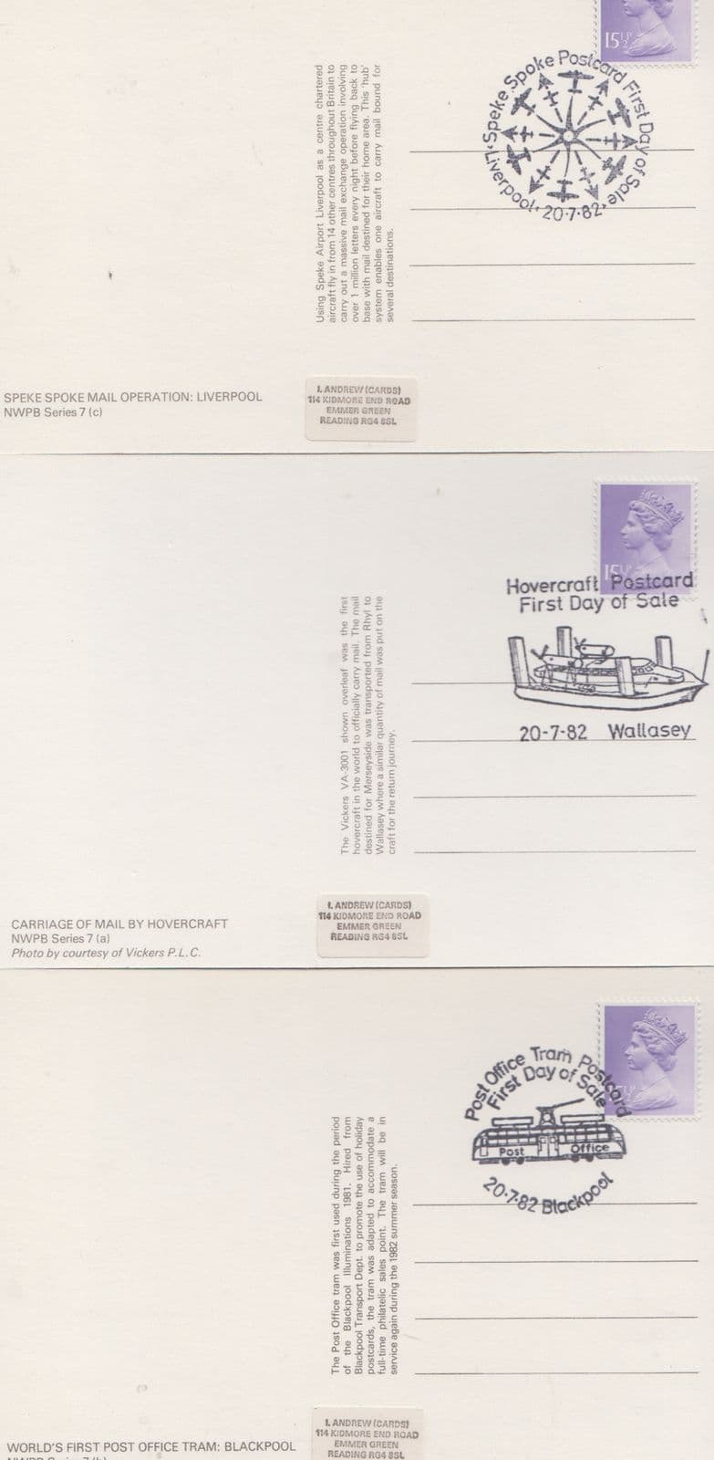 Royal Mail Transportation 4x First Day Cover Postcard