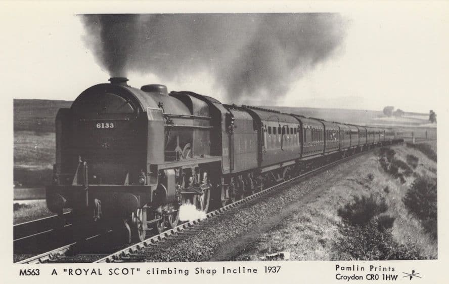 Royal Scot Train Climbing Shap Incline in 1937 Railway Postcard