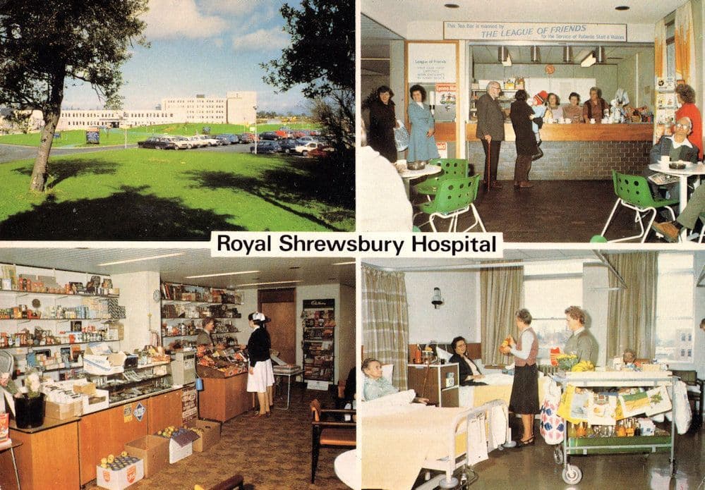 Royal Shrewsbury Hospital Canteen Shop Bed Dinners 70s Postcard