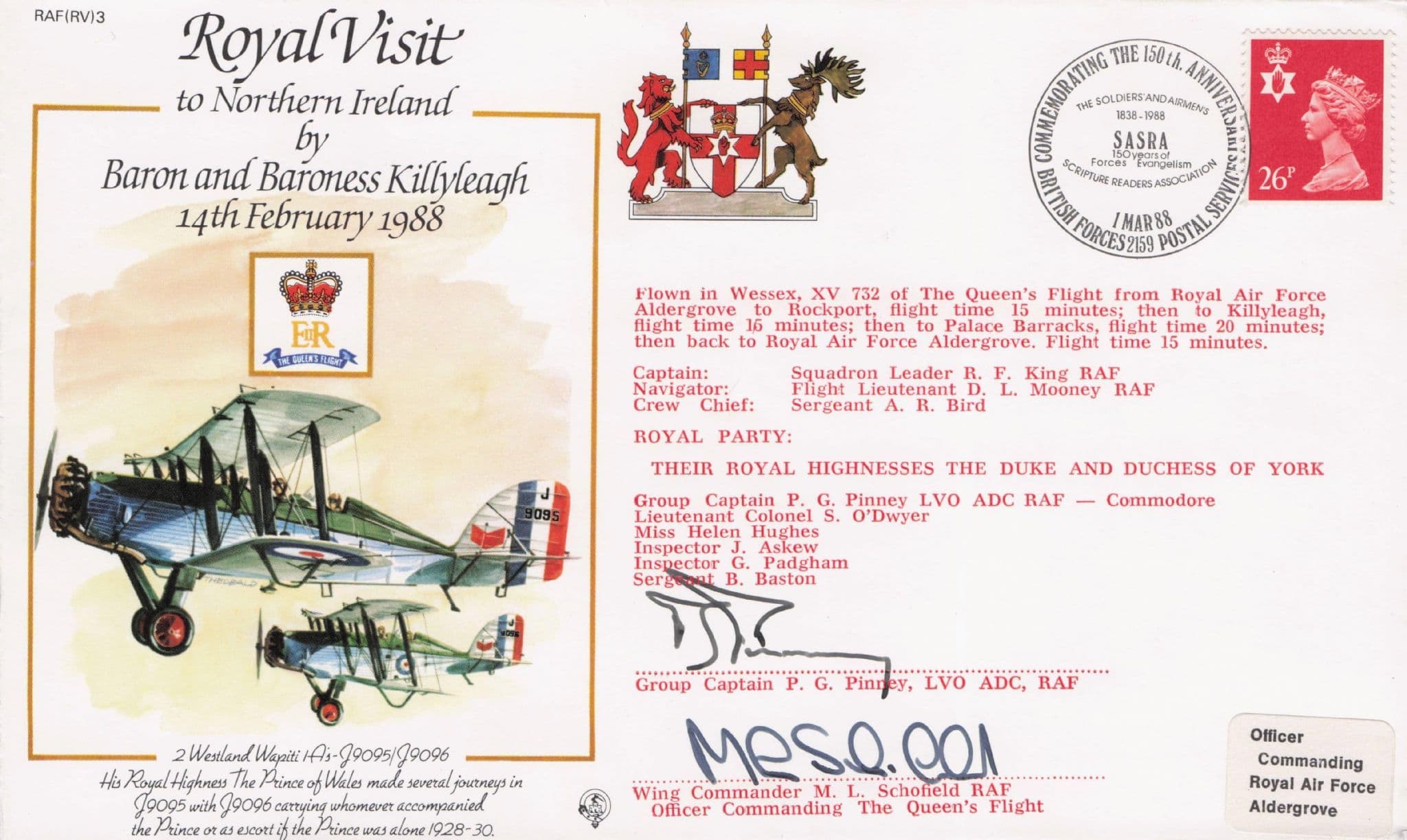 Royal Visit To Ireland Baron Killyleagh Flight Commander Hand Signed FDC