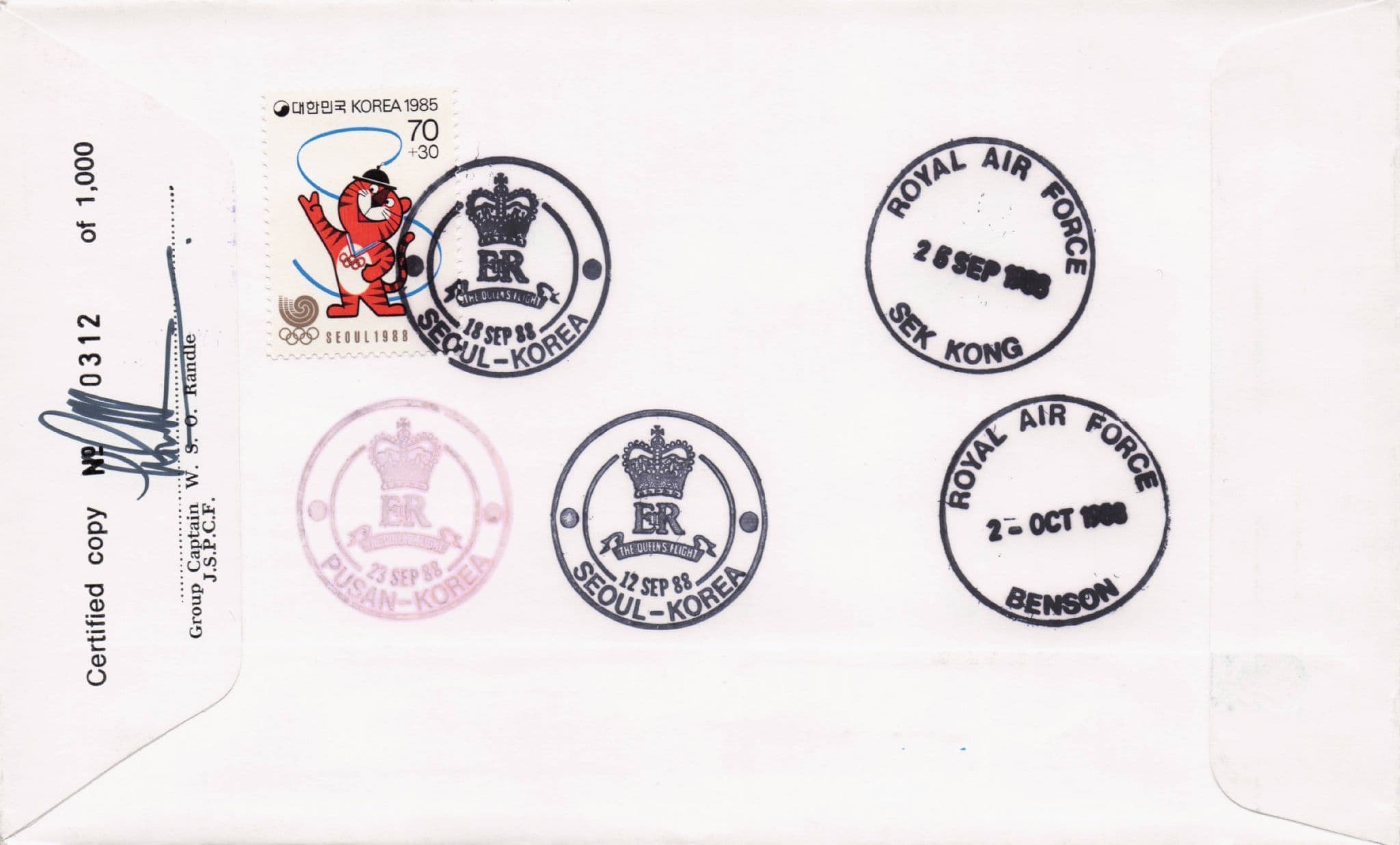 Royal Visit To Korea Olympics Richard Stanhope Rowing GB Champion Hand Signed FDC