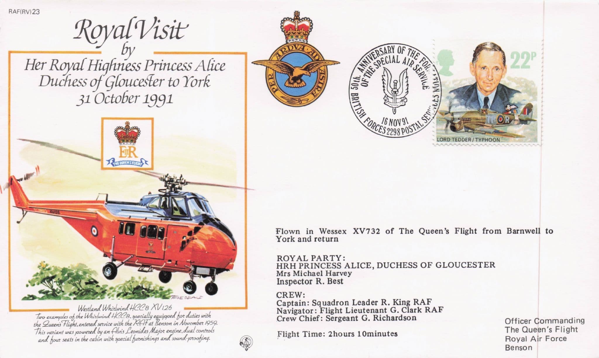 Royal Visit To York Princess Alice Duchess of Gloucester Plane Flight Flown FDC