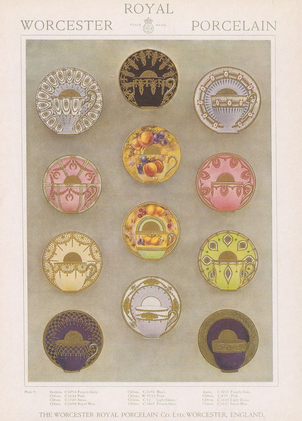 Royal Worcester Museum 1921 Teacups Saucers Postcard