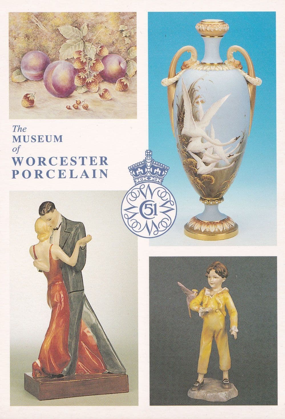 Royal Worcester Porcelain Parakeet Boy Dancers Figure Postcard