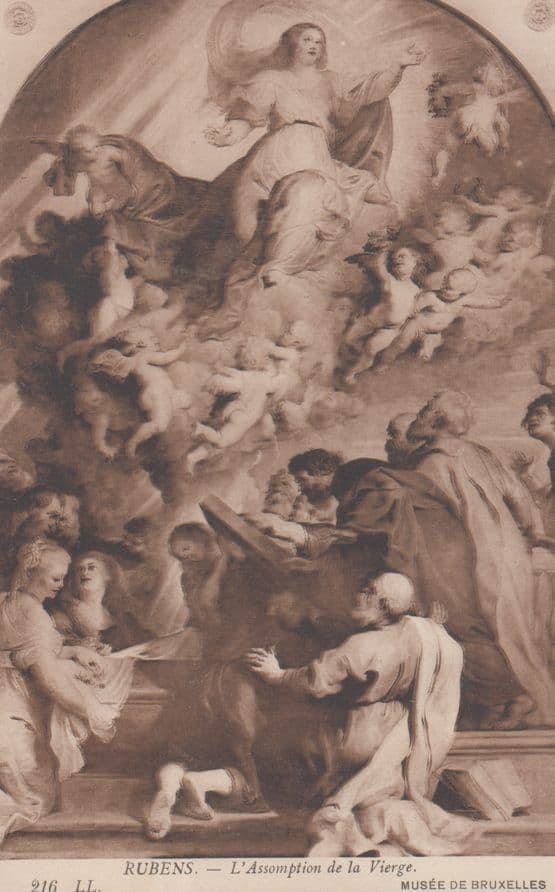Ruben L'Assomption De La Vierge Antique Belgium Museum Painting Postcard